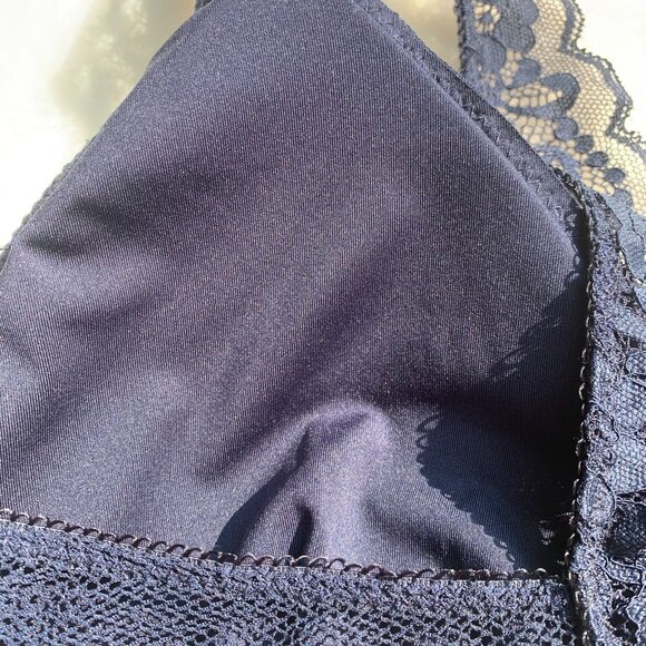 Lucky Brand Navy Blue Lace Bralette Size L Lightly Padded - Picture 8 of 10